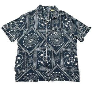 Levis Made & Crafted Shirt Mens Large Blue White Geometric Bandana Print Viscose